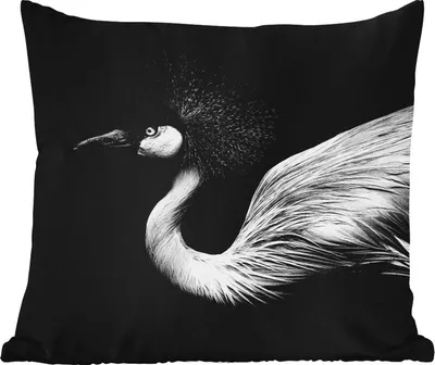 Produktbild von MuchoWow® Outdoor Kissen - Kranich - Schwarz - Weiß - Vogel - Tiere - 60x60 cm - Wetterfest - Lounge Kissen - Dekoration - Schlaf Kissen
