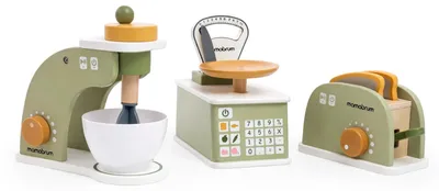 Obrázek produktu pro Dřevěná dětská kuchyňka – kuchyňská sada – Montessori vzdělávací hračka – mixér a toustovač – kuchyňka pro hraní rolí – pro děti ve věku 3–6 let