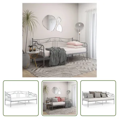 Image de The Living Store Canapé-lit Cadre de lit Gris Métal 90x200 cm