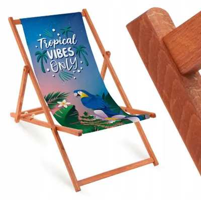 Obrázek produktu pro Skládací zahradní lehátko "Tropical Vibes Only" s oranžovým rámem