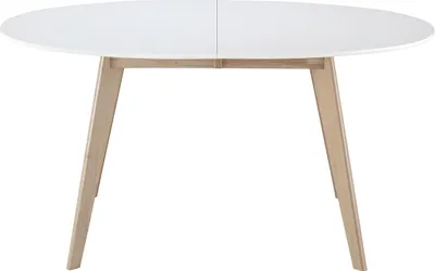 Produktbild von Miliboo - Tisch ausziehbar oval Weiß und helles Holz L150-200 LEENA