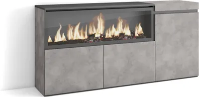 Produktbild von Sideboard, Highboard, 158x35x75cm, 3 Türen, Elektrokamin XXL, Zementgrau