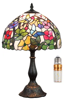 Produktbild von 12-Zoll-Tiffany-Stil-Tischlampe, Buntglas-Lampenschirm, Nachttischlampe, Leselampe, Antike Schreibtischlampe, Wohnzimmer, Schlafzimmer, Büro, Vintage, Kunst