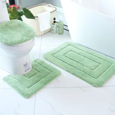 Zdjęcie produktu dla Zestaw 3 antypoślizgowych mat do łazienki w kolorze zielonym