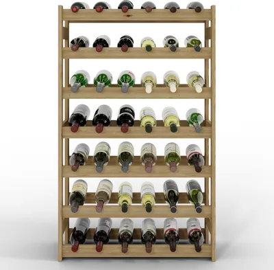 Produktbild von Lenmar, Weinregal aus Holz, Flaschenregal, RW-1, RW-1-42, 102 X 63 x 25 cm, 7 Liegen, 42 Flaschen, Flaschenregal, Kellerregal, natur