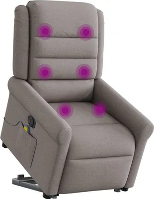 Produktbild von vidaXL Elektrischer Massagesessel mit Aufstehhilfe Taupe Stoff
