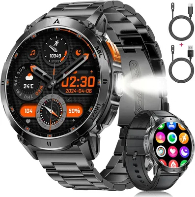 LIGE Herren Smartwatch 1.62 Inch HD Display mit Telefonfunktion Fitnessuhr mit LED Licht und 110 Sportmodi