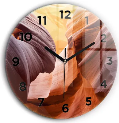 Produktbild von Wallfluent Große Wanduhr – Stilles Quarzuhrwerk - Uhr Dekoration Wohnzimmer Schlafzimmer Küche - Zifferblatt - schwarze Zeiger - 60 cm - Antilopenschlucht
