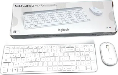 Produktbild von Logitech Slim MK470, Volle Größe (100%), Kabellos, RF Wireless, AZERTY, Weiß, Maus enthalten
