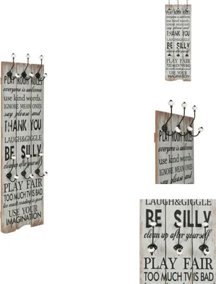 Produktbild von vidaXL Wandgarderobe mit 6 Haken 120 x 40 cm "THANK YOU" -  Kleiderhaken & Garderobenständer