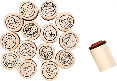 Produktbild von Creativ Company Stempelset Smiley - Holzstempel für Bastelspaß
