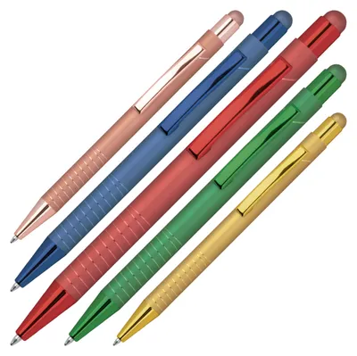 Produktbild von 5x Touchpen Kugelschreiber / aus Metall / 5 Farben sortiert