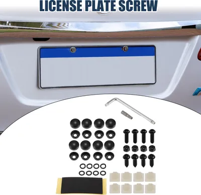Image de Vis Antivol Pour Plaque D'Immatriculation, Kit De Boulons De Sécurité M6 En Acier Inoxydable Noir Pour Support De Plaque D'Immatriculation De Voiture Avec Vis, 1 Ensemble