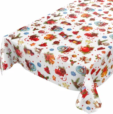 Produktbild von Tischdecke Wachstuch Weihnachten Rot Robust Wasserabweisend Breite 140 cm Länge 120 cm