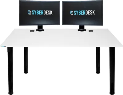 Produktbild von SyberDesk Gaming Tisch, Gaming Schreibtisch für Gamer 120 x 65 cm – Schreibtisch mit LED-Leuchten – Fernbedienung zum Ändern von 16 Farben - Weiß