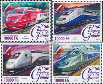 Produktbild von Briefmarken Guinea 2016 Mi 11618-11621 (kompl. Ausgabe) postfrisch Züge