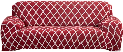 Obrázek produktu pro Elastický potah na pohovku Protiskluzový elastický potah na pohovku, potah na pohovku, potahy na pohovku, gauč, křeslo (červený geometrický, 4místný)