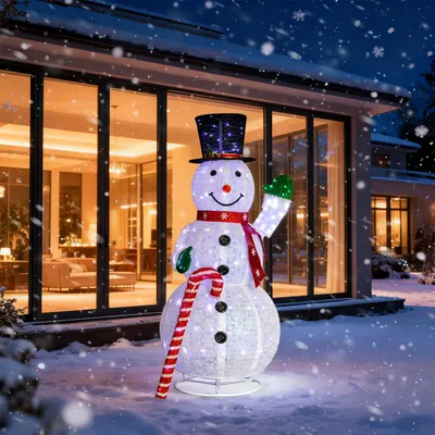 Image de ALIGHTUP 172 cm Bonhomme de neige figure de Noël avec 240 LED, effet d'étincelles, pliable