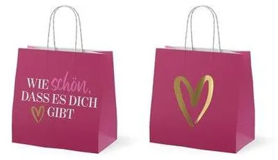 Produktbild von Geschenktragetasche Mini, Herzmotiv, 15 × 15 × 8 cm, bunt