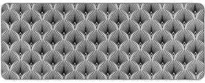 Image de Tapis d'entrée d'intérieur rectangle tissé imprimé éventail "Casella" - noir/gris - 45 x 120 cm