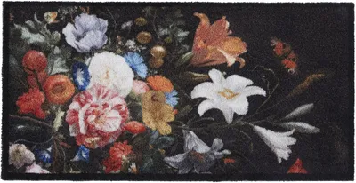 Produktbild von Eingangsmatte Teppichmatte Küchenmatte Küchenteppich Läufer Teppich Fußmatte Küchenvorleger Matte Wohnraummatte, Größe:40x80 cm, Motiv:cheerful flowers