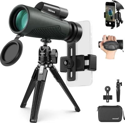 Produktbild von 12x50 ED Monokular Teleskop mit Telefonclip und Stativ - Wasserdicht und Stoßfest für Wildtiere und Astronomie