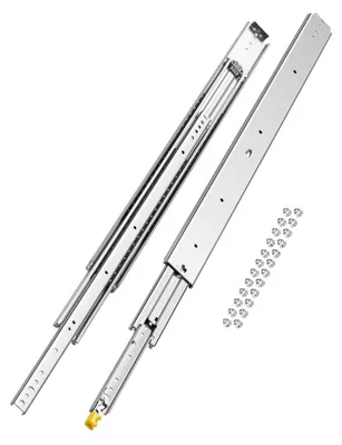 Zdjęcie produktu dla VEVOR 1 para prowadnic do szuflad z pełnym wysuwem 1016 mm, udźwig 226 kg, prowadnice do szuflad, łożyska kulkowe z blokadą, prowadnice teleskopowe montowane z boku do półek, szafek, szuflad przemysłowych