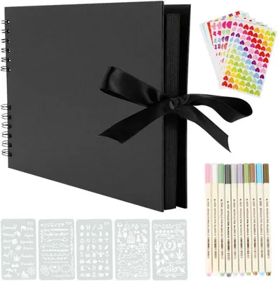 Produktbild von YILEEY Fotoalbum Scrapbook 80 Schwarze Seiten 28x21cm Selbstgestalten Fotobuch