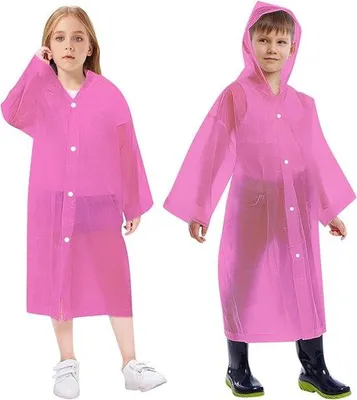 Produktbild von Famanu Kinderregenjacke wasserabweisend - wiederverwendbarer Regenponcho mit Kapuze