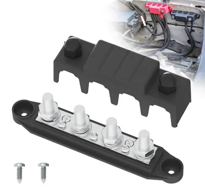 Stromverteiler 250A 12V 4-polig M10 mit Deckel schwarz