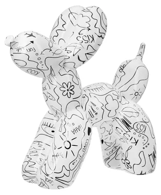Imagen del producto de Gilde, figura de perro, "Arte moderno", perro inflable, diseño de una sola línea, resina, blanco, dimensiones: largo 7 cm, ancho 20 cm, alto 18 cm. 37959 / Venta solo mientras duren las existencias
