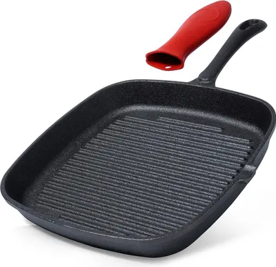 Immagine prodotto di Padella quadrata in ghisa per grigliare carne, pesce e verdure, 24 cm