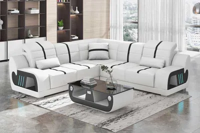 Immagine prodotto di Divano Di Design Angolare A L Nero Rivestimento In Ecopelle Angolari