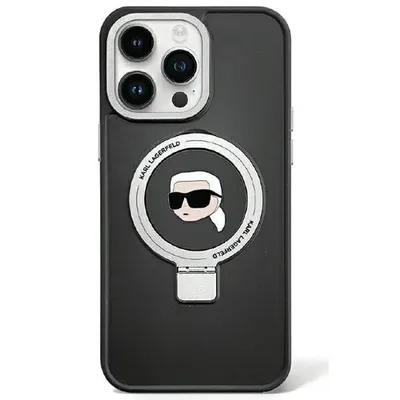 Productafbeelding van Telefoonhoesje Karl Lagerfeld Ringstand Karl Head Magsafe, geschikt voor iPhone 15 Plus / 14 Plus - Zwart