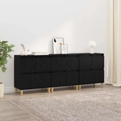 Image de vidaXL Sideboards 3 pcs noir imitation chêne 60 x 35 x 70 cm