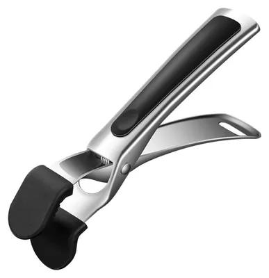 Edelstahl-Küchenzange mit Silikonbacken, 18 cm, schwarz