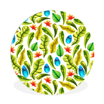 Produktbild von MuchoWow® Rundes Wandbild - Runde Bilder Blumen - Dschungel - Blätter Ø 90 cm Kreis Wanddekoration Kunststoff - Wandkreis - Wandschmuck - Wand-Kreis - Wohnzimmer - Bild - Runde - Wanddeko - Dibond - Kunstdrucke