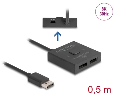 Image de DELOCK DeLOCK Commutateur DisplayPort 2 à 1 bidirectionnel 8K
