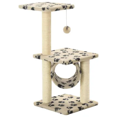 Produktbild von Katzen-Kratzbaum Sisal 65 cm Beige Pfoten-Aufdruck
