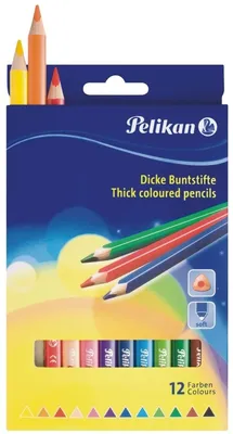 Produktbild von Buntstifte dick dreieckig 12 Farben sortiert Packung mit 10 Stück