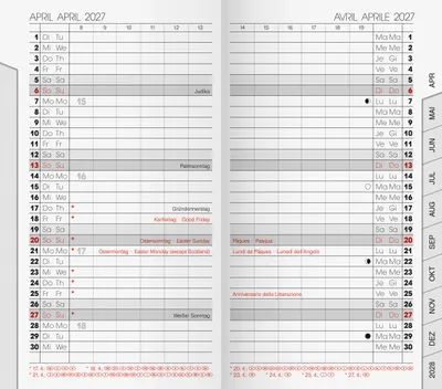 Produktbild von 2027 BRUNNEN Taschenkalender9x15cm 2S/1M Einlage