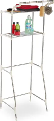 Produktbild von Relaxdays Waschmaschinenregal Metall, ausziehbar, Überbau Waschmaschine, Trockner, Badregal, 179x64,5-100x50 cm, silber