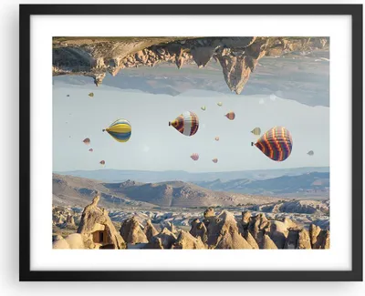 Produktbild von Gerahmtes Poster - Schwarzer Rahmen - Surrealismus Flug Luftballons - 50x40 cm - Wand Bild - Wanddeko - Wandbilder - Kunstposter - Wandposter - Bilderrahmen - Bilder - Kunstdruck - P2BAA50x40-4454