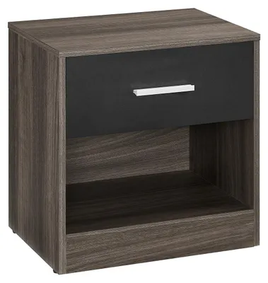 Obrázok produktu pre Príkonový stolík z drevotriesky – farba: tmavohnedá (odtieň orecha) – nočný stolík – stabilný – 28 x 39 x 41 cm