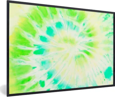 Produktbild von MuchoWow® Gerahmtes Poster Krawattenfärbung - Kunst - Gelb - Grün 90x60 cm - Poster mit Schwarzem Bilderrahmen Wandposter Rahmen Foto Bilder - Fotorahmen - Foto-Plakat