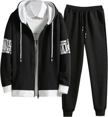 Produktbild von Herren-Trainingsanzug aus Baumwolle, zweiteilig mit Kapuzenpullover und Sporthose, atmungsaktiv und komfortabel