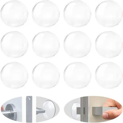 Image de Lot de butoirs de porte pour fixation murale, protection et adhérence - 40 x 8 mm - Lot de 12 - Anneau en caoutchouc - Butoirs de porte