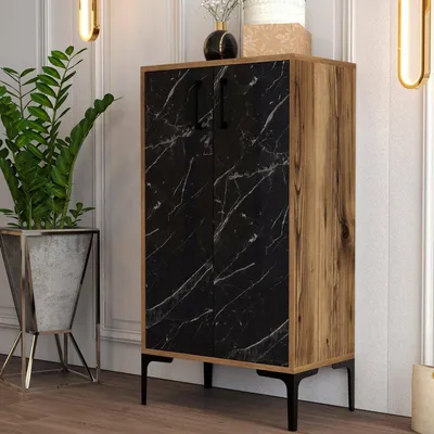 Immagine prodotto di Ngerulmud - Scarpiera, 60x35x111h cm Marrone Noce, 8 Paia