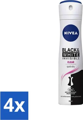 Zdjęcie produktu dla Nivea - Dezodorant w sprayu - Invisible Black & White - 48 godzin ochrony - 150 ml - Value pack - 4 szt