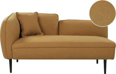 Produktbild von BELIANI Chaiselongue Senfgelb Stoffbezug Bouclé Linksseitig mit Kissen Metallbeine Modern für Wohnzimmer Schlafzimmer Wintergarten Kleine Räume